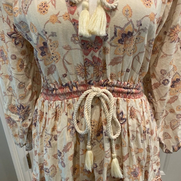 Valiante Floral Cream and Pink Mini Dress - Picture 4 of 12